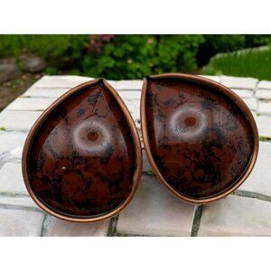 Vintage Copper Brown Teardrop Earrings Faux Stone Look Retro Bold Statement